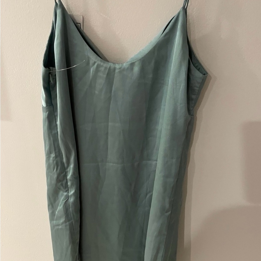 Women's Satin Pajama Dress - sage green lumiere size medium - Picture 2 of 3